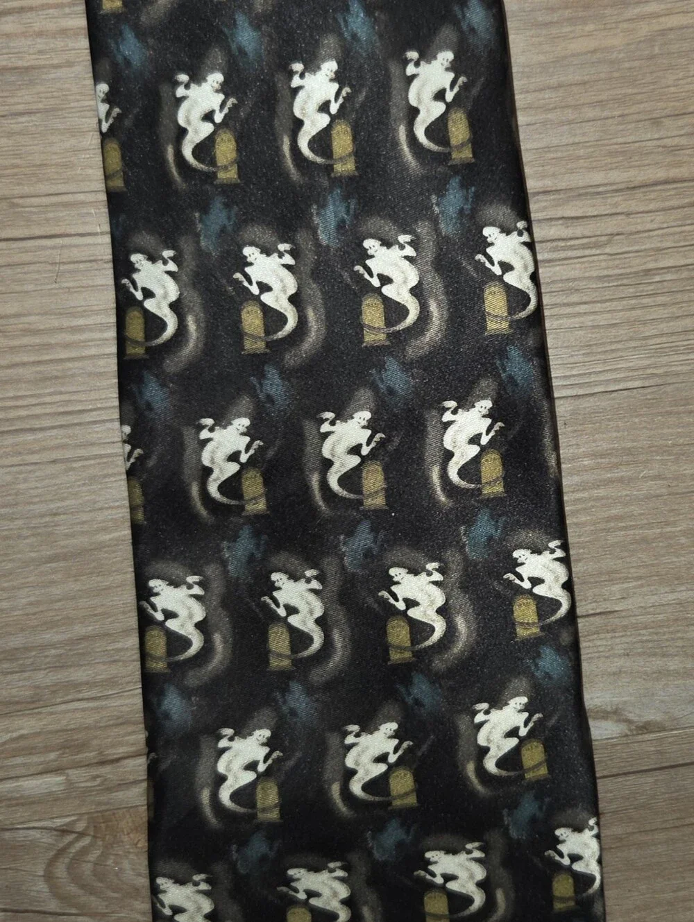 Men's Black Novelty Ghost Pattern Tie - Unbranded